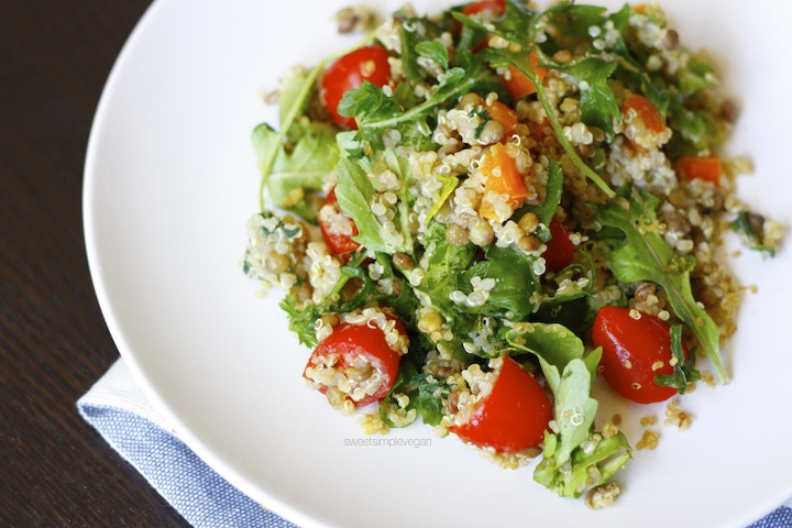 Quinoa, Lentil & Arugula Salad (Low-fat)