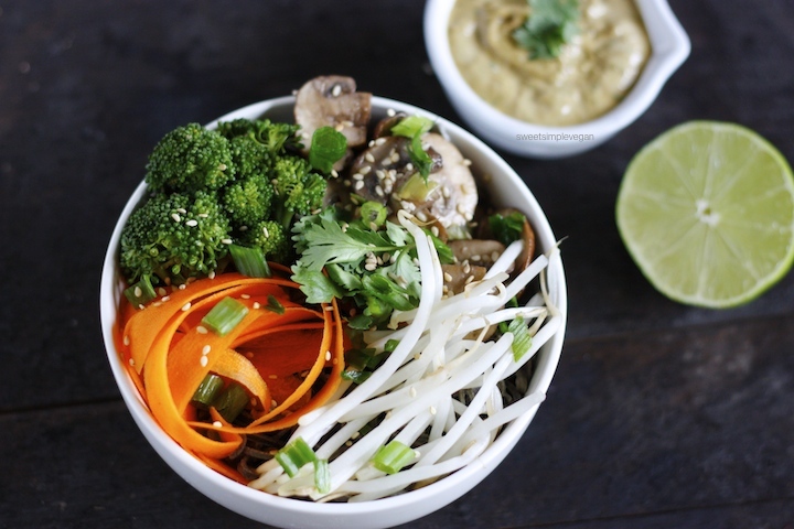 Black Bean Noodle Veggie Bowl + Homemade Peanut Sauce (gf)