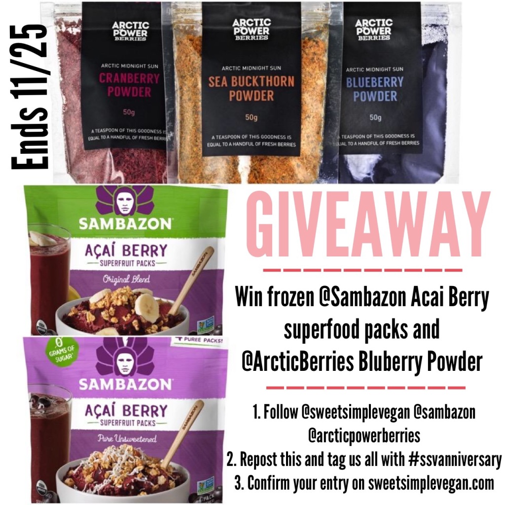 ANNIVERSARY GIVEAWAY SERIES :: Sambazon Acai Superfood Smoothie Packs & Arctic Powder Berries Blueberry Powder