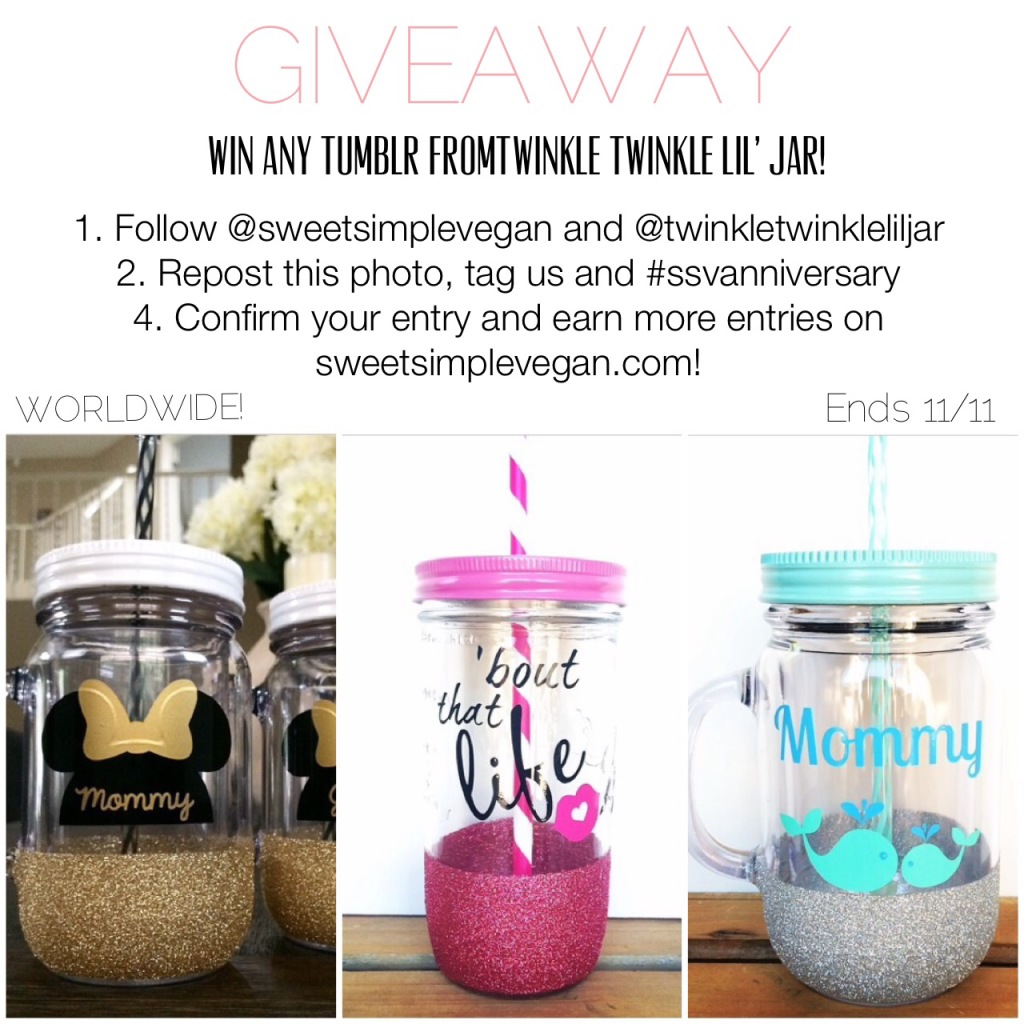 Reusable Glass Tumbler Giveaway! Sweetsimplevegan.com ends 11/11