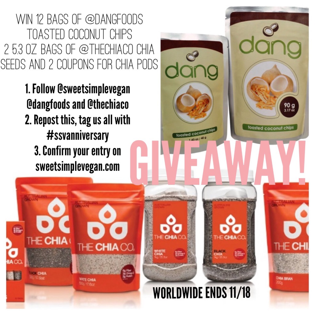 ANNIVERSARY GIVEAWAY SERIES // Dang Toasted Coconut Chips and The Chia Co. Seeds & Pods