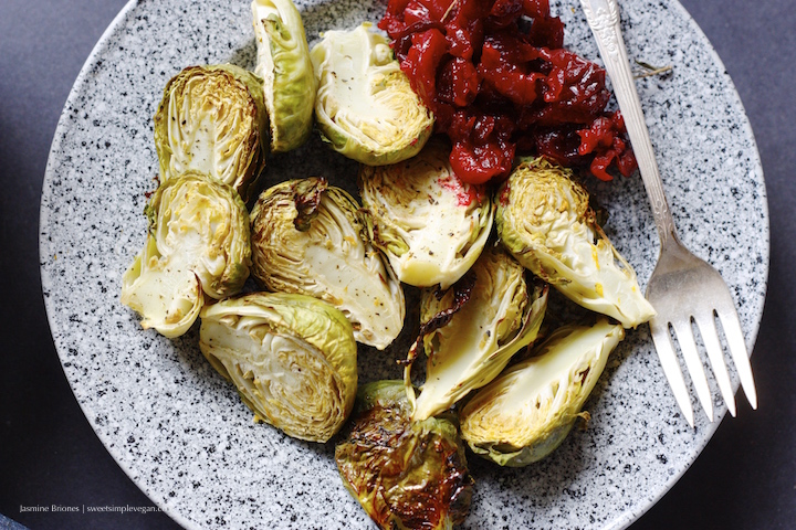 Roasted Brussels Sprouts w: Orange Maple Glaze and Thyme Roasted Cranberries