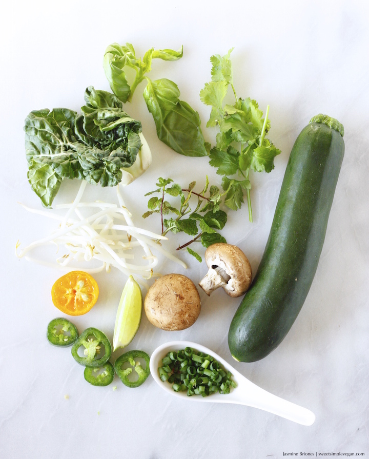 Vegan Zucchini Noodle Pho w/ Homemade Broth (hclf, gf)